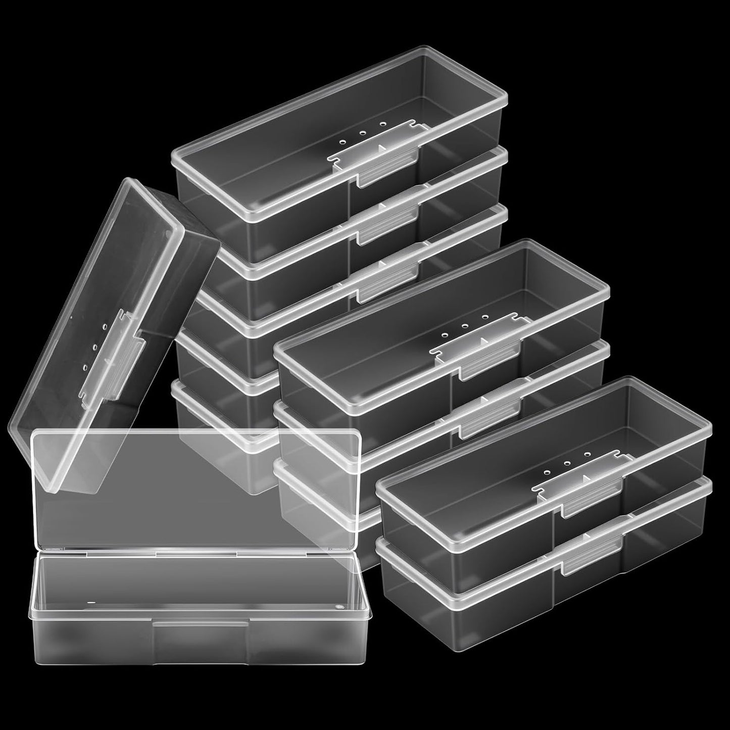 12Pcs Clear Manicure Tool Box, Personal Nail Box Storage Case for Organizing, Plastic Nail Tool Box for Manicure Pedicure Kit-FemmiqueWomen