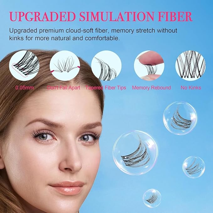 Lash Clusters - Lash Clusters Kit Mix Manga Lash Clusters 0.07D Lashes Clusters Anime Lashes Ultra-Thin Invisible Band 0.05mm DIY at Home No Lash Glue Included-FemmiqueWomen
