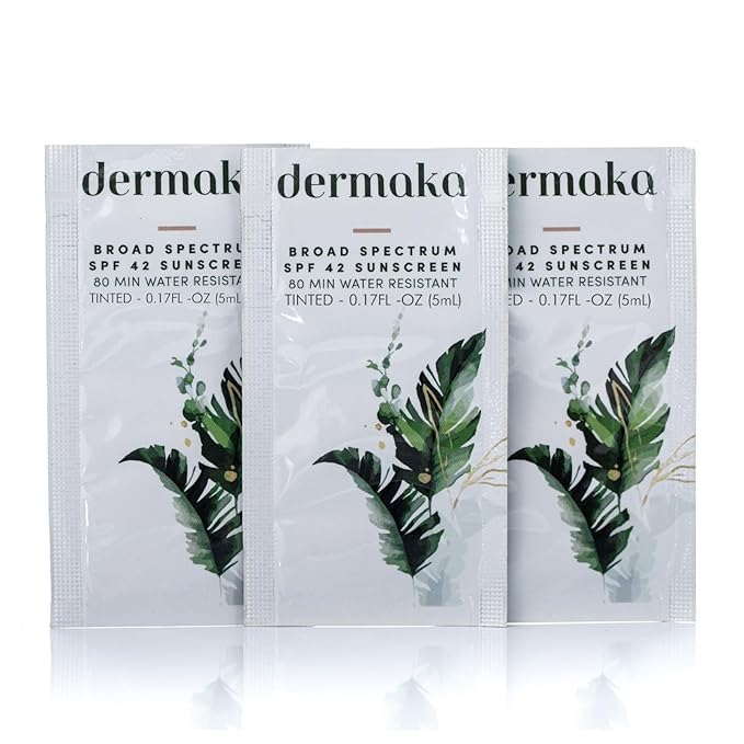 Mineral Tinted Sunscreen SPF 42 for Face – 5ml 25 Packets with Zinc Oxide & Titanium Dioxide – Water Resistant 80 Min – Moisturizes & Soothes – Beach Must Haves, Travel Essentials, Party Favor-FemmiqueWomen