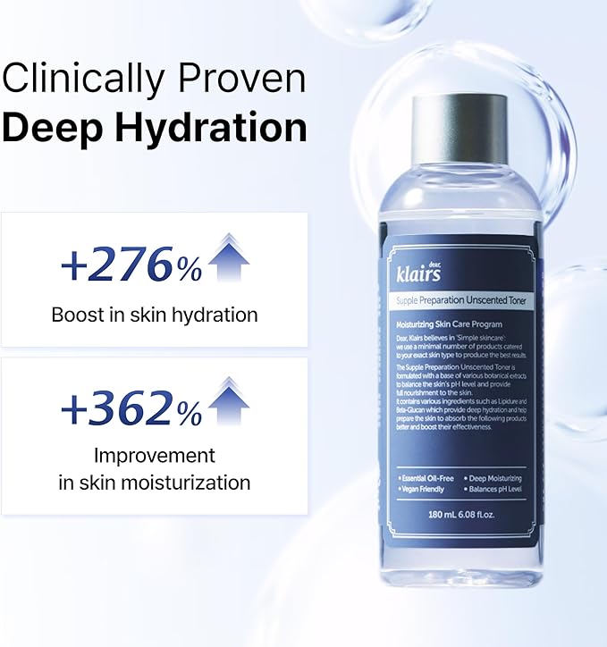 [KLAIRS] Supple Preparation Unscented Toner 6.08 fl oz, Lightweight, Essential Oil-Free, Alcohol Free, Packaging Changed-FemmiqueWomen