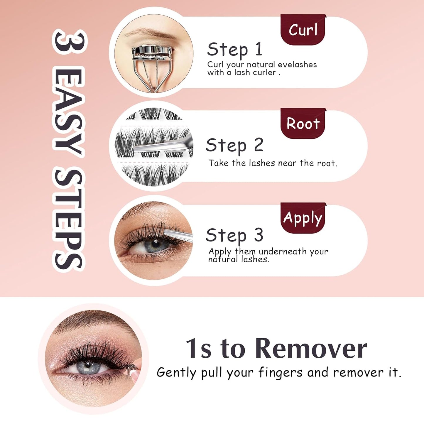 Self Adhesive Eyelashes, 120Pcs Clear Band Lash Clusters, Natural Pre-Glued Eyelash Clusters, No Glue Needed Press On Invisible Band Resuable Eyelashes(SC133)-FemmiqueWomen