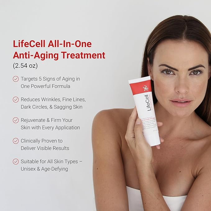 LifeCell All In One Anti-Aging Cream – Reduces Wrinkles, Fine Lines, Dark Circles & Sun Damage – Retinol, Vitamin C, DMAE & Hyaluronic Acid – Fragrance-Free, for All Skin Types (2.54oz), 2-Pack-FemmiqueWomen