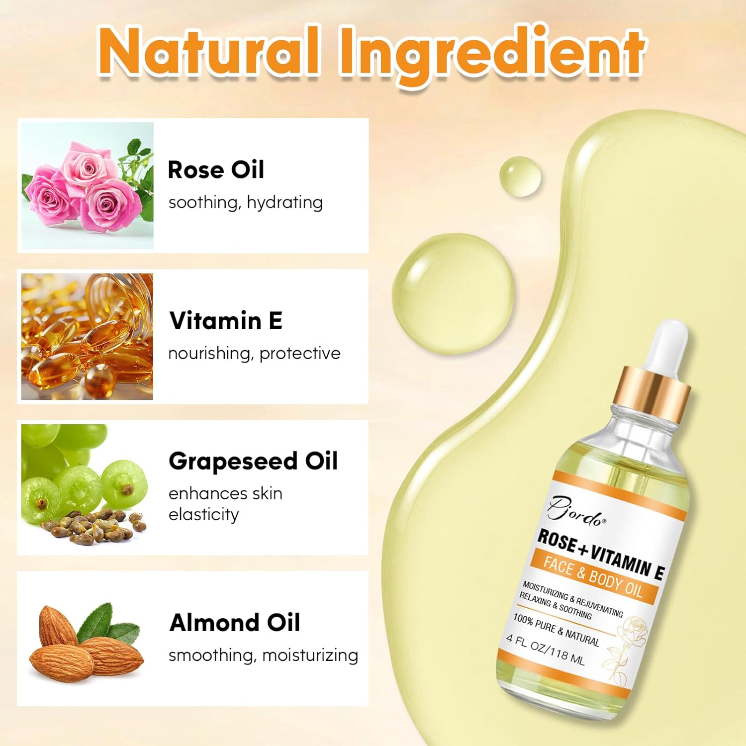 Vitamin E Rose Oil & Gua Sha Massage Tools Set, Gua Sha Oil for Face & Body, Organic Vitamin E Oil for Moisturizing and Hydrating, Anti Aging, Spa Gifts for Him Her-FemmiqueWomen