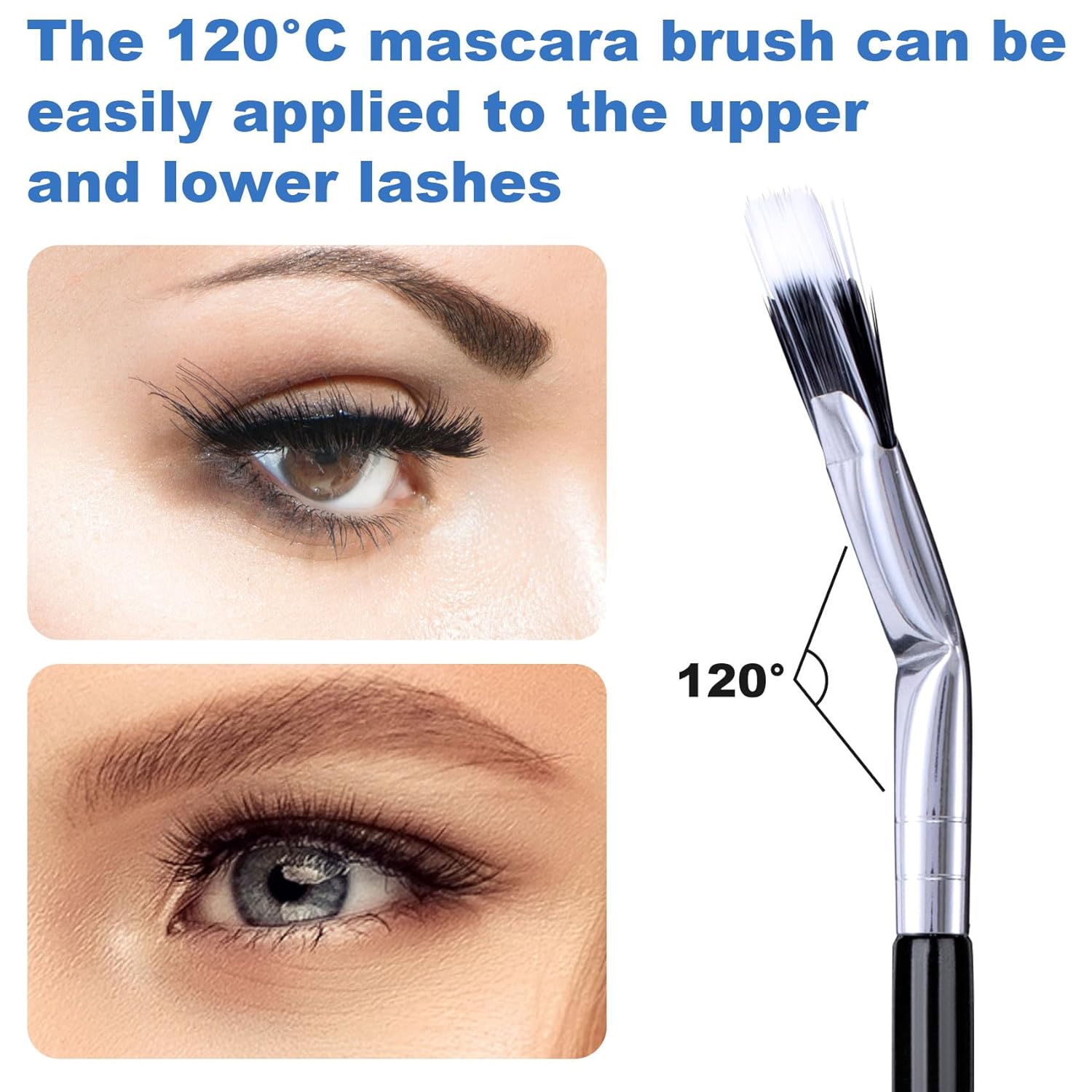 PAGOW 2 Pcs Folding Angle Scalloped Lash Brush, Multifunctional Mascara Fan Brush for Lashes, Eyelash Comb Separator Wands Makeup Tool (Black+Yellow)-FemmiqueWomen