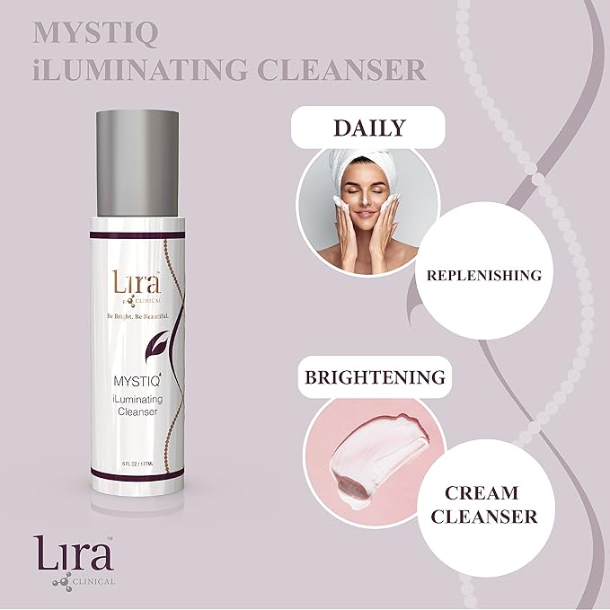 Lira Clinical MYSTIQ iLuminating Cleanser - Moisturizing Face Wash with Vitamin C, Orange Plant Stem Cells, and Plant Extracts - Gentle Facial Cleanser Supports Skin Barrier and Hydration - 6 Oz-FemmiqueWomen