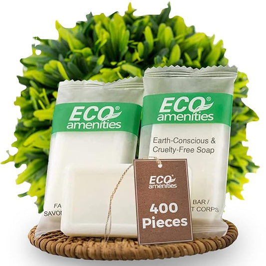 ECO amenities Travel Size Bar Soap - 400 PACK, 0.5 oz Mini Soap Bars, Hotel Soap Bars, Travel Size Toiletries - Individually Wrapped Bulk Soap Bar, Small Hotel Soaps for BNBs, VRBO, Inns and Hotels-FemmiqueWomen