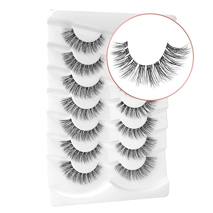 Onlyall Natural Eyelashes Mink False Eyelashes Natural Wispy Lashes Soft Clear Band Lashes Fluffy False Lashes 14MM A11-FemmiqueWomen