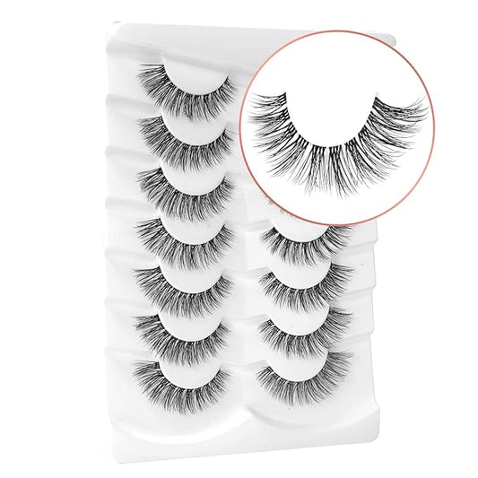 Onlyall Natural Eyelashes Mink False Eyelashes Natural Wispy Lashes Soft Clear Band Lashes Fluffy False Lashes 14MM A11-FemmiqueWomen