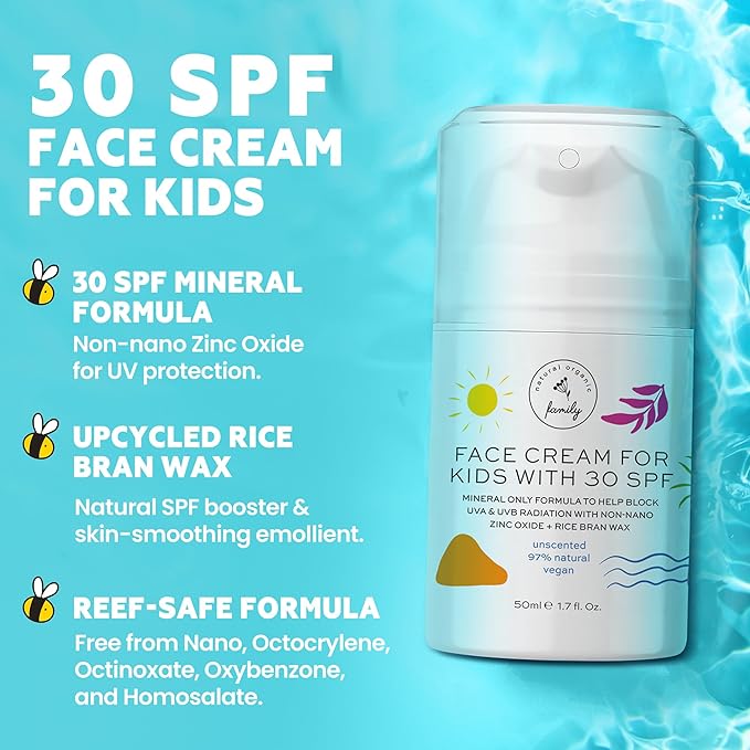 Kid Face Sunscreen Moisturizer with SPF – SPF 30 Mineral Face Sunscreen – Lightweight, Non-Greasy, Reef-Safe with Zinc Oxide & Niacinamide – Broad-Spectrum UV Protection – Daily Moisturizer for Kids-FemmiqueWomen