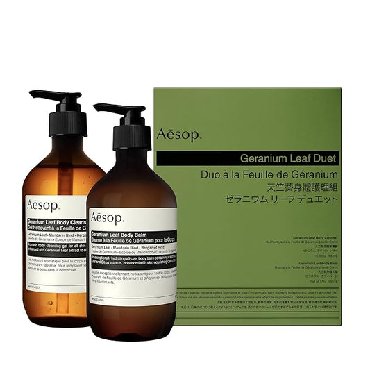 Aesop Geranium Leaf Duet | Gel Body Cleanser & Body Balm | Aromatic Pairing For Cleansed and Supple Skin | Paraben-Free, Cruelty-Free & Vegan |16.9 oz + 16.5 oz-FemmiqueWomen