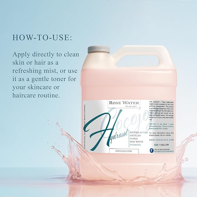 Rose Hydrosol Spray Cleansing Non GMO Facial Toner for Face Body Locs Rose Water Hydrating Face Mist, for Hydration Pure & Natural Hydrosol for All Skin Types - COCOJOJO - Bulk 128 OZ - 1 Gallon-FemmiqueWomen