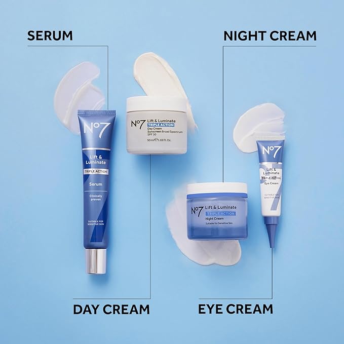 No7 Lift & Luminate Triple Action Face Cream - Fragrance Free Face Moisturizer with SPF 30 - Formulated with Anti Aging Collagen Peptides & Brightening Complex (2 Pack)-FemmiqueWomen