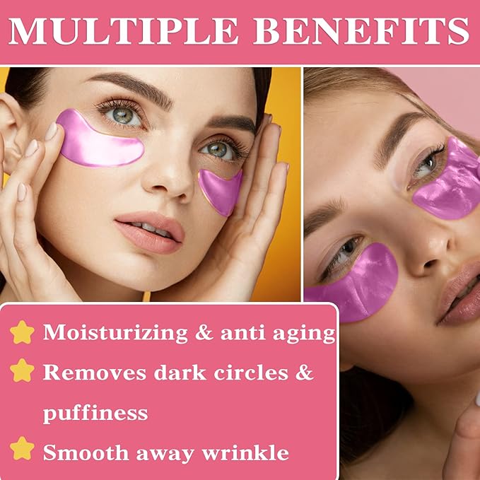 30 Pairs Under Eye Mask,Moisturising Under Eye Patches for Women,Crystal Collagen Eye Gel Pads for Reducing Fine Lines,Puffy Eyes and Dark Circles Under Eye Bags Treatments(Pink)-FemmiqueWomen