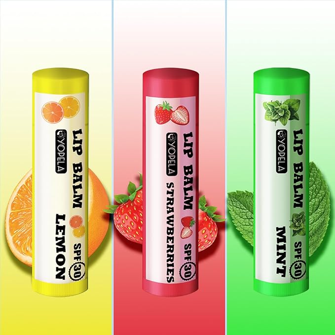3 Pack SPF Lip Balm Bulk - SPF 30 SunGuard Lip Balm Sunscreen- Summer Protection for Lasting Hydration UV Defense Prevents and Soothes Dry, Chapped Lips-3 Delicious Flavors-FemmiqueWomen