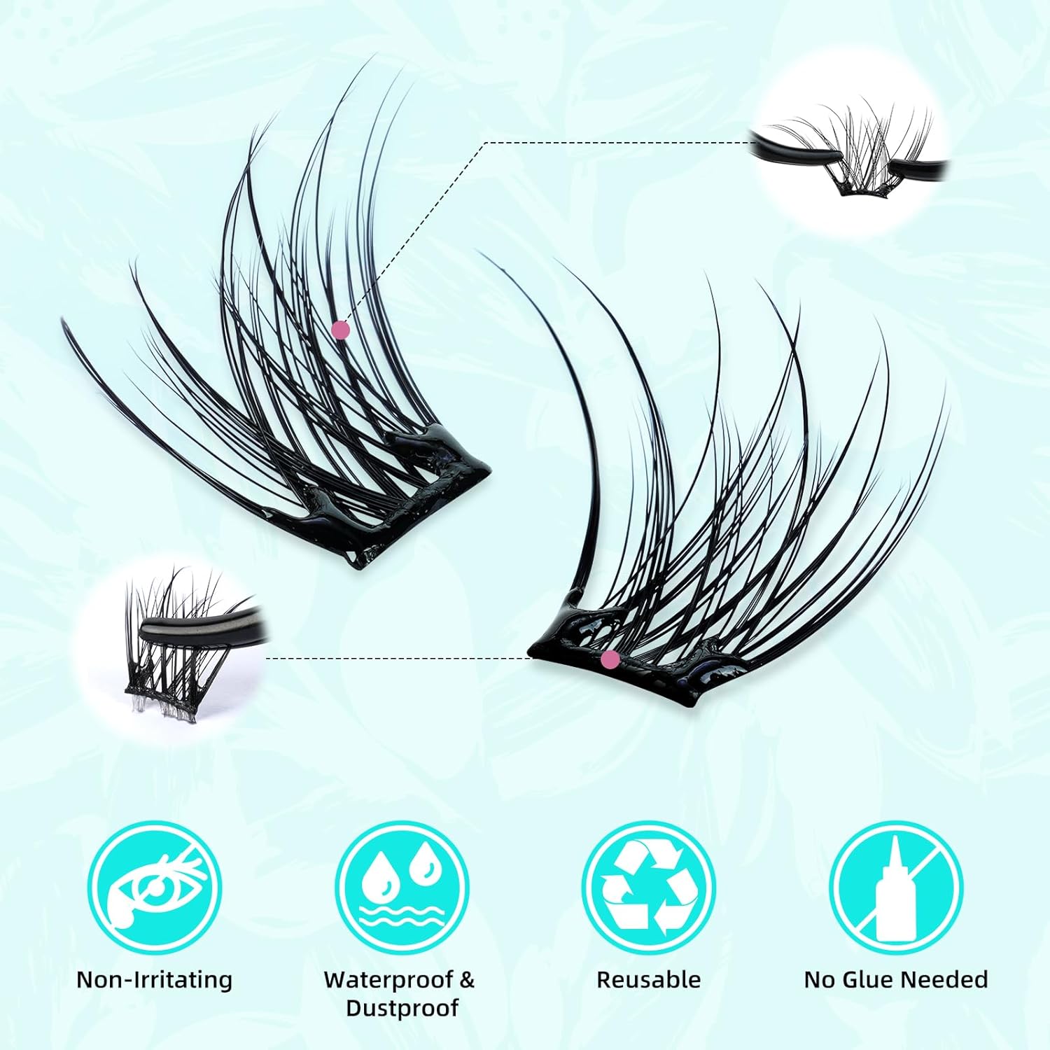 120PCS Self Adhesive Eyelashes Natural C Curl 8-16mm Self Adhesive Lash Clusters,No Lash Glue Needed,Impress Lashes Wide Stem Lashes Extension-FemmiqueWomen
