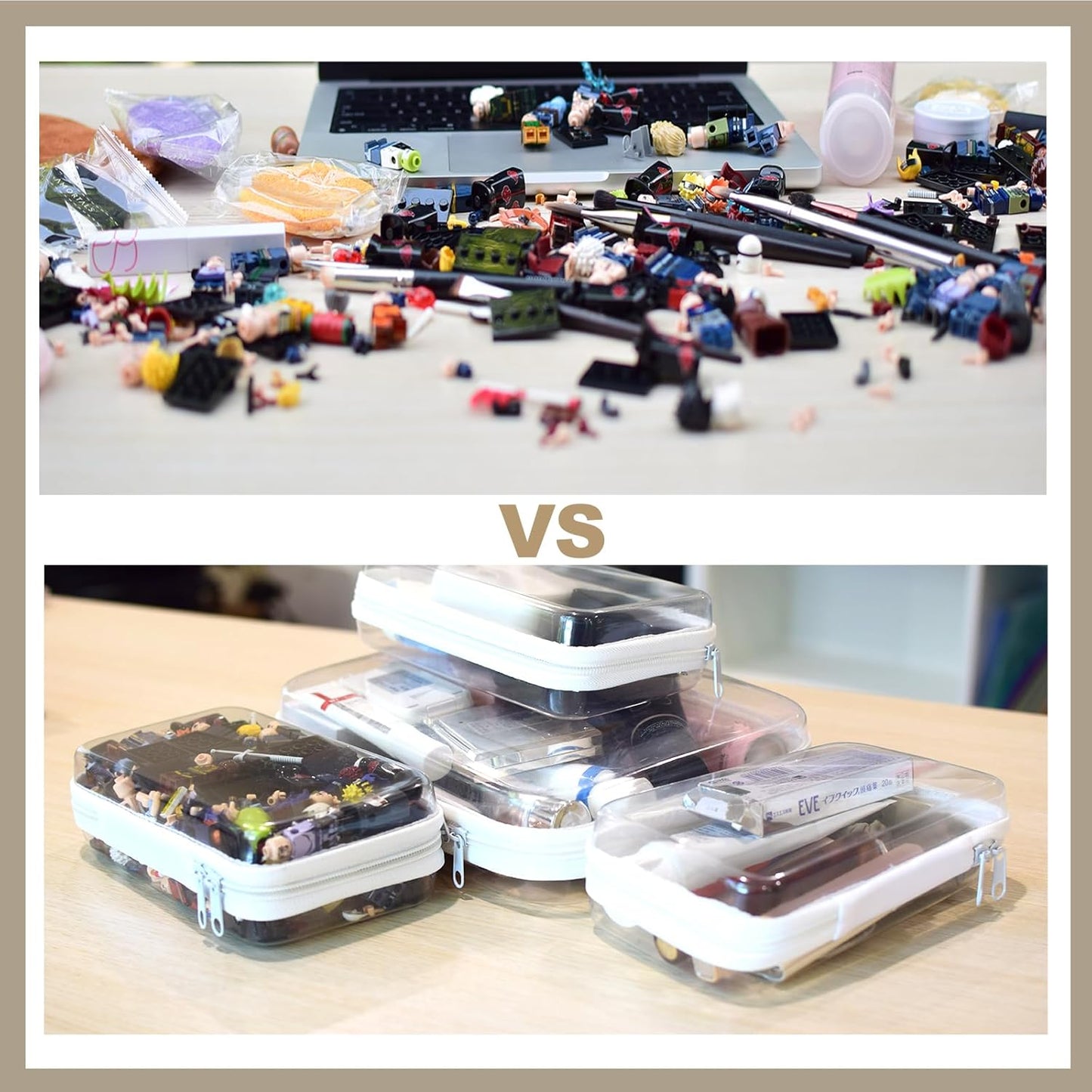 4 pcs Clear Zipper Pouches,Hard Shell Zipper Case, Toiletry Bag for Travel, CLear Diaper Bag, Toiletry Pouch, Travel Organizer, Clear Cosmetic Bag,Toy Storage Bins (M+3S)-FemmiqueWomen