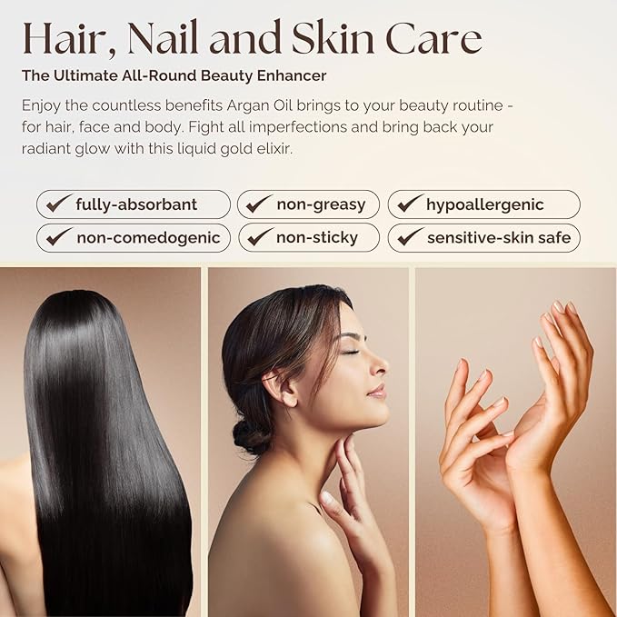 Essence of Argan 100% Pure Moroccan Organic Argan Oil - Natural EcoCert Oil that Nourishes and Conditions Your Skin, Hair and Nails (50ml/1.7oz)-FemmiqueWomen