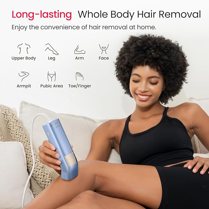 IPL Laser Hair Removal for Women and Men, 2 Lights, 2℃, 16.6 cm² Sapphire Ice Cooling for Sensitive Skin, 4-Pulse Mode for Ingrown Hair, Bikini, Face, Body Permanent Epilator Home Hair Removal Device-FemmiqueWomen