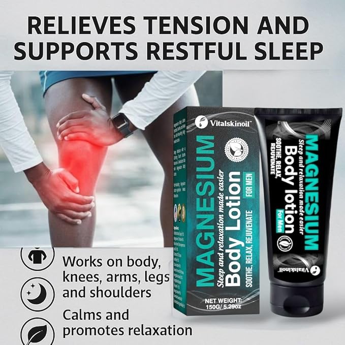 Magnesium Glycinate Body Lotion, Body Butter Cream for Men. Cologne Scented, 5.29 oz, Sleep Easy Formula-FemmiqueWomen