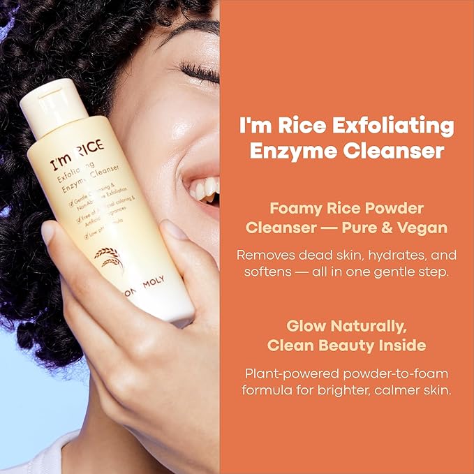 TONYMOLY I’m Rice Exfoliating Enzyme Cleanser – Rice Powder Face Wash & Papaya Enzyme Scrub, Gentle AHA Brightening Mask for Smooth Radiant Skin, 50g-FemmiqueWomen