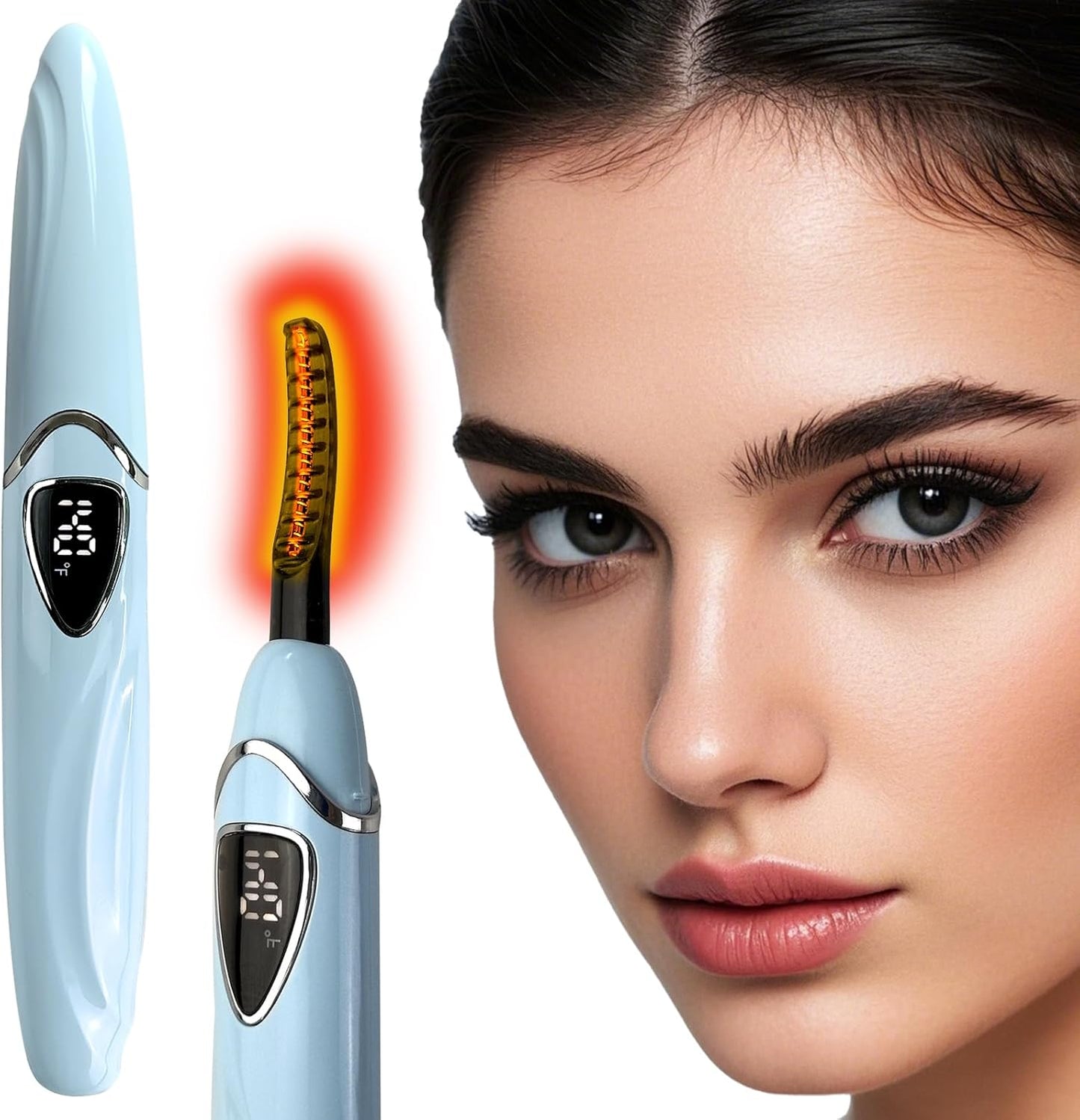 S600 Heated Eyelash Curler - Lash Curler Heated with Accurate Temperature Control, Intelligent Auto Power Off for Natural Makeup & Long-Lasting Curls | Heated Lash Curler (Blue+Silver)-FemmiqueWomen