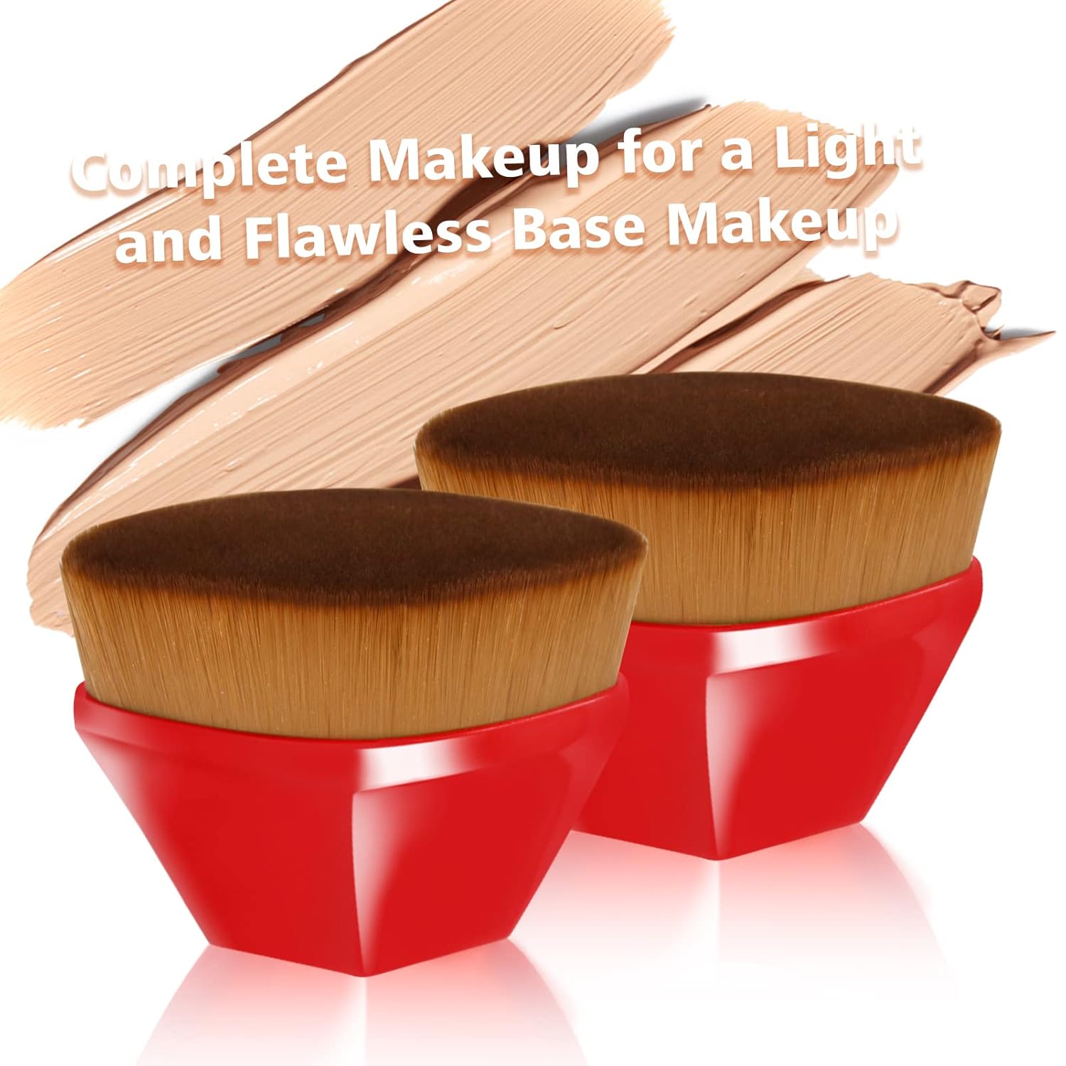 Foundation Brush, Daubigny Perfect Makeup Brush for Face Blush Liquid Powder Foundation Brush for Blending Liquid, Cream or Flawless Powder Cosmetics with Protective Case (Red)-FemmiqueWomen