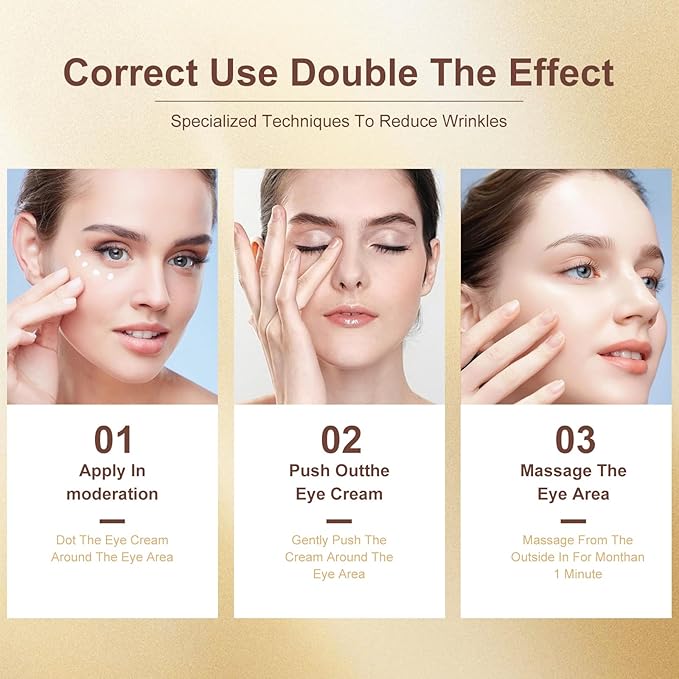 20g Eye Cream with Electric Massager, Moisturizing Anti-Wrinkles Eye Cream, Anti Aging Eye Cream for Dark Circles and Puffiness, Results in 3-4 Weeks to Reduce Fine Lines-FemmiqueWomen