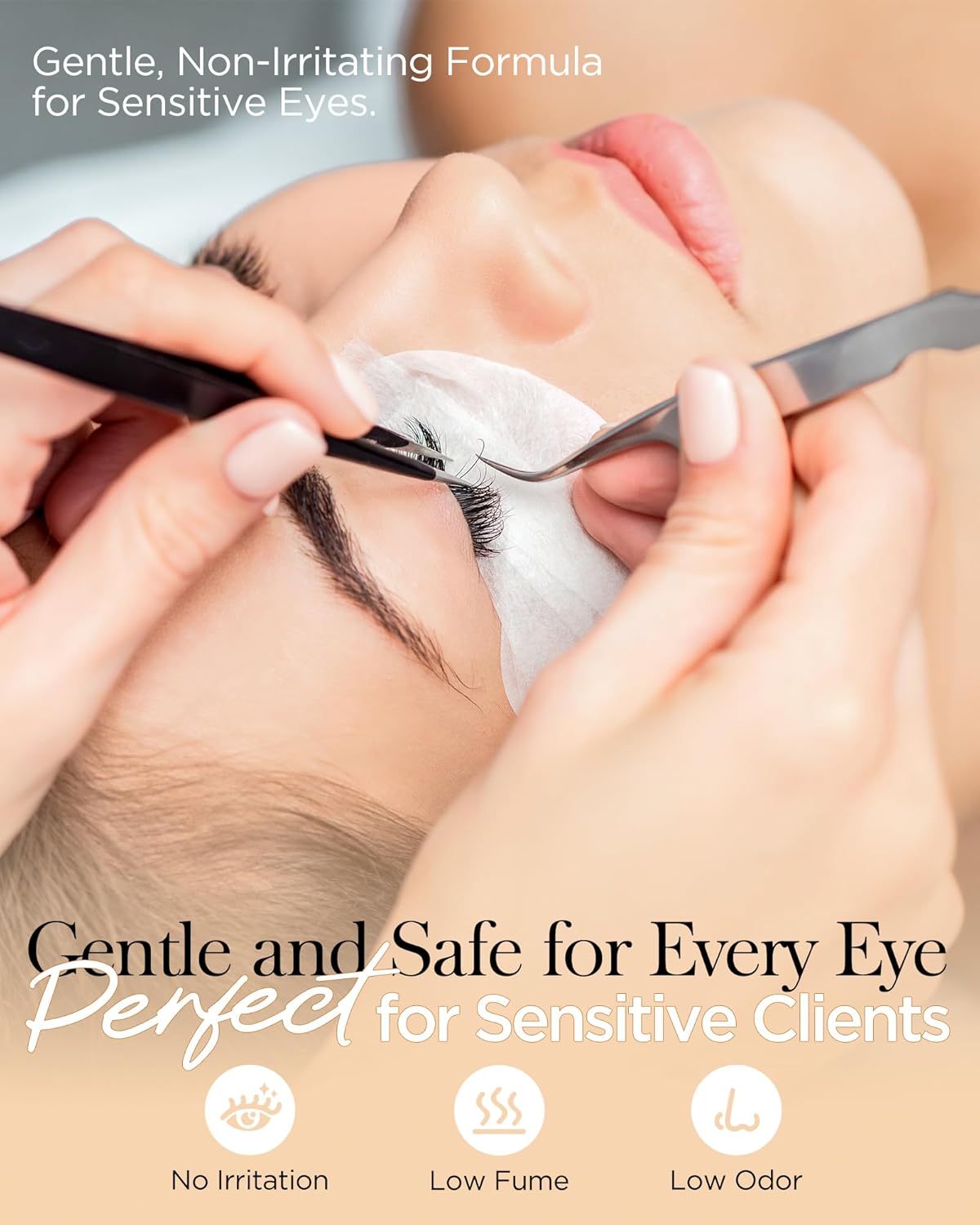 Eyelash Extension Glue, Sensitive Lash Glue for Eyelash Extensions 10 ml, Smart Drop Technology Adhesive for Classic and Volume Lashes, 0.03 ml per Drop, 1 S Dry Time, 6-7 Weeks Retention by BEYELIAN-FemmiqueWomen