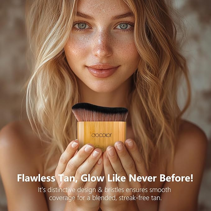 docolor Self Tanner Brush Large Body Makeup Brush, Soft Vegan Tanning Brush no stripes, for Foundation, Self-tanner, Bronzer, Self Tan Back Applicator Body + Face Self-Tan Blending Brush Gift Box-FemmiqueWomen