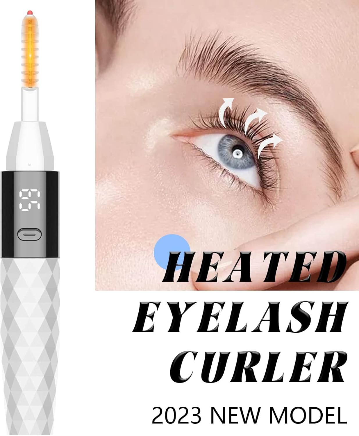 Heated Eyelash Curlers - Heated Lash Curler Best Seller Electric Eyelash Curler Rechargeable for 24H Long Lasting Natural Eyelashes, 4 Heating Modes, 8S Fast Heating, White-FemmiqueWomen