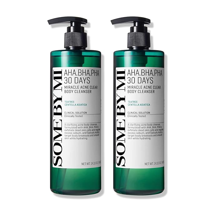 SOME BY MI AHA BHA PHA 30 Days Miracle Acne Clear Body Cleanser - Pack of 2 - Daily Exfoliating Tea Tree Acne Body Wash with Salicylic Acid - Deep Cleanses Sebum and Impurities - Korean Skin Care-FemmiqueWomen