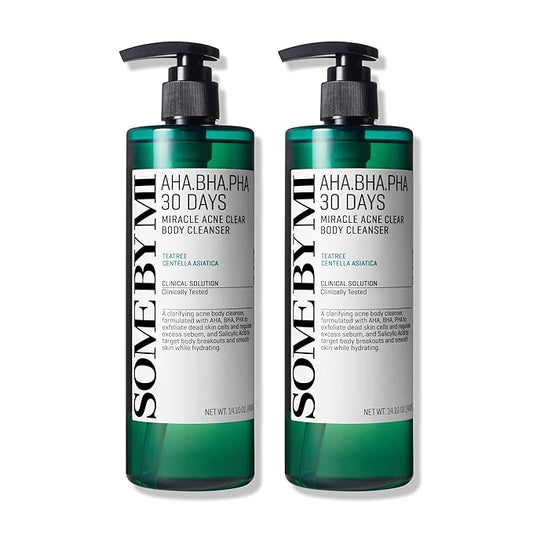 SOME BY MI AHA BHA PHA 30 Days Miracle Acne Clear Body Cleanser - Pack of 2 - Daily Exfoliating Tea Tree Acne Body Wash with Salicylic Acid - Deep Cleanses Sebum and Impurities - Korean Skin Care-FemmiqueWomen