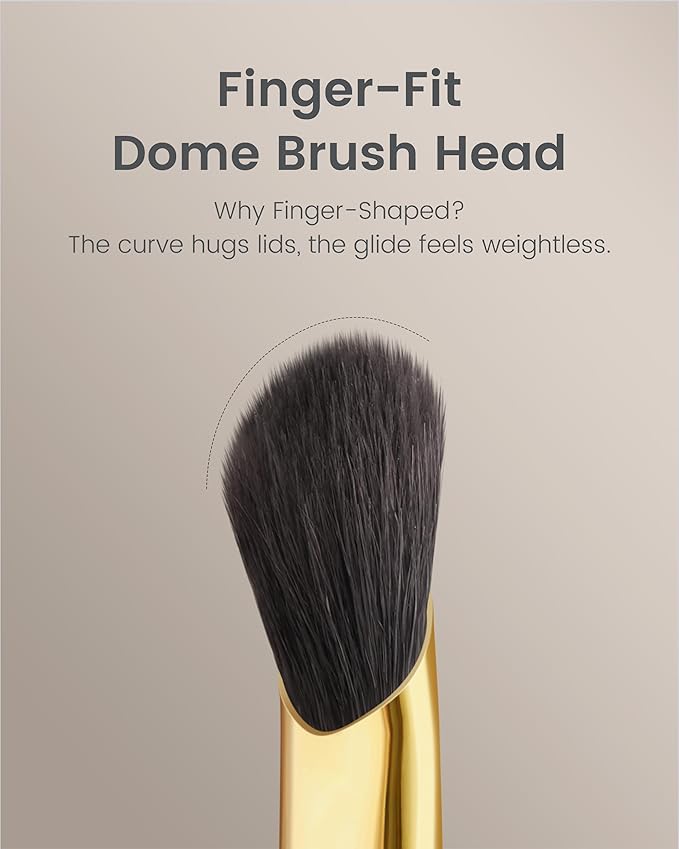 Desert Oak Series Thumb-Shaped Eyeshadow Brush （Small） - Curved Brush Head Mimics Natural Finger Contour, Premium Goat Hair & Bubinga Handle for Lid/Crease Blending (CM 171)-FemmiqueWomen