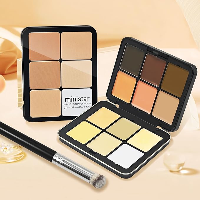 12 Colors Cream [Contour+Concealer] Makeup Palette for Cheeks - Multi-functional Makeup Palette with Brush, Natural Matte Long Wearing, Waterproof Blendable Face Makeup Palette (#03)-FemmiqueWomen
