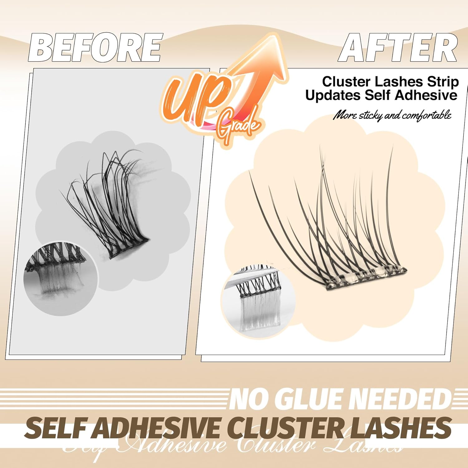 Natural Self Adhesive Lash Clusters Pre Glued Eyelash Clusters Wispy Stick on Lashes Self Adhesive Lashes Clusters Natural Look C-Curly Individual Lashes 9-11MM by Lvmixwig-FemmiqueWomen