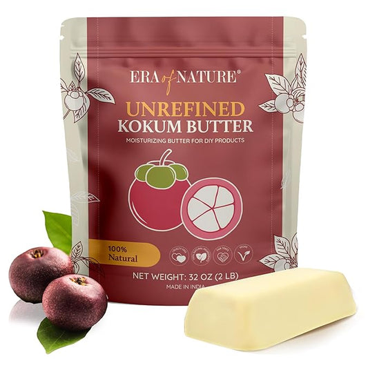 era of nature Kokum Butter Raw - 32 oz (2lb) – Natural Butter for Body Butters, Lotion Bars, Lip Balm, Soap Making – Blends Well with Shea or Cocoa Butter – For Stretch Marks, Scars, Pregnancy Care-FemmiqueWomen