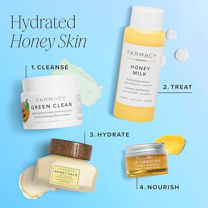 Farmacy Ceramide Face Moisturizer - Honey Halo Hydrating Facial Moisturizer for Dry Skin - Plumps, Soothes + Restores Skin with Potent Ceramides + Buckwheat Honey for a Dewy, Healthy Glow (9ml)-FemmiqueWomen