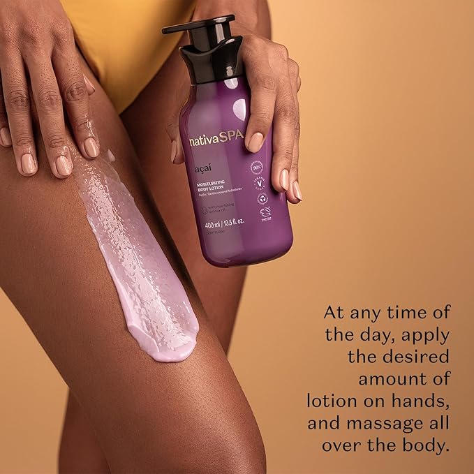 Nativa SPA by O Boticário, Açaí Moisturizing Body Lotion | Long-Lasting Hydration and Lightweight, Fragranced Moisturizer, 13.5 Ounce-FemmiqueWomen