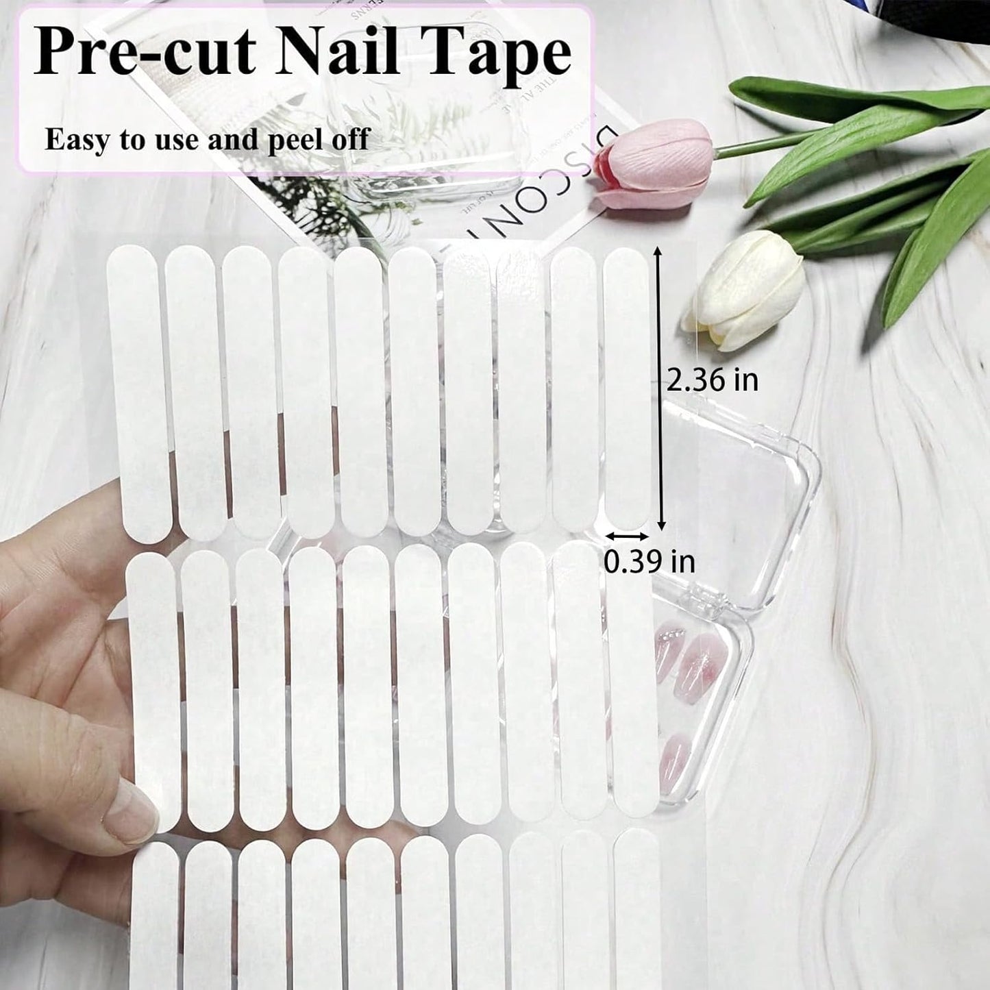 12pcs Press on Nail Storage Box with 60 Pcs Adhesive Double Sided Tape Acrylic Nail Display Box Artificial False Nail Box Organizer Fake Nail Case Transparent Nail Packaging Boxes for Nail Salon-FemmiqueWomen
