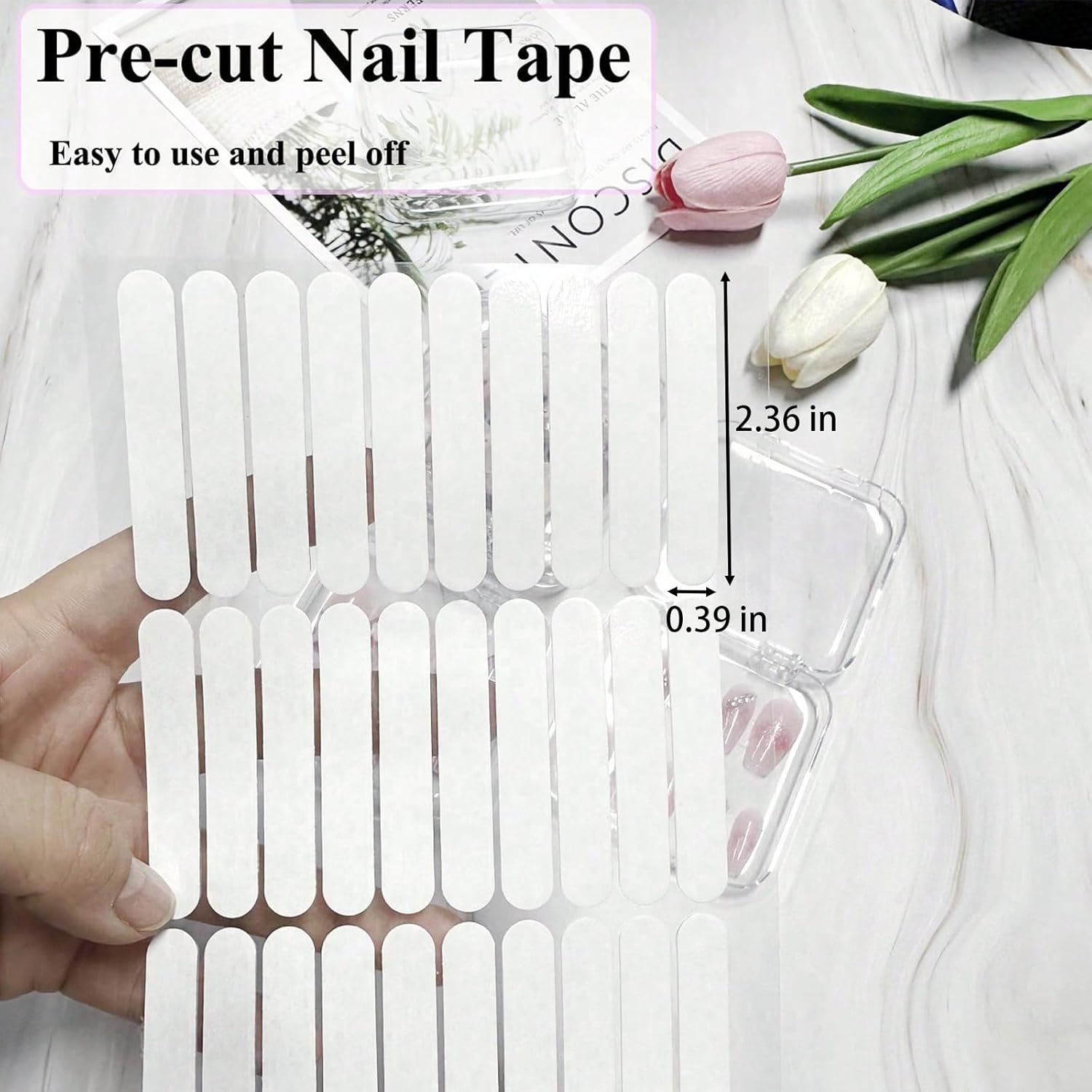 12pcs Press on Nail Storage Box with 60 Pcs Adhesive Double Sided Tape Acrylic Nail Display Box Artificial False Nail Box Organizer Fake Nail Case Transparent Nail Packaging Boxes for Nail Salon-FemmiqueWomen