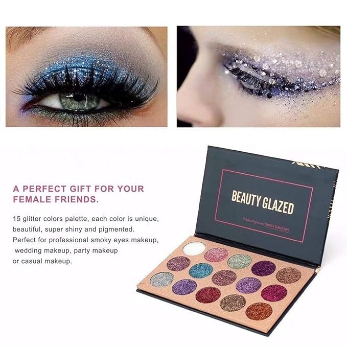 15 Colors Eyeshadow, Glitters Shimmer Pigment Pressed Makeup Palette Eyes Cosmetic-FemmiqueWomen