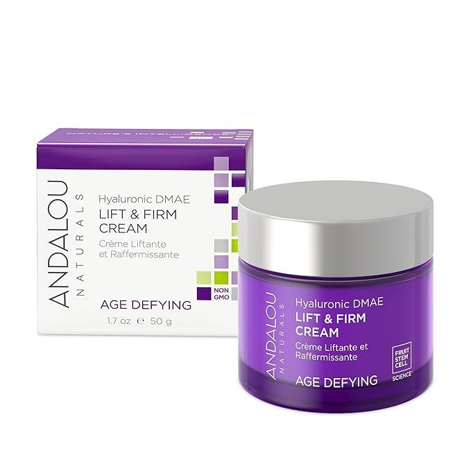Andalou Naturals Hyaluronic DMAE Lift & Firm Skin Cream | Anti Aging Face Moisturizer With Hyaluronic Acid |Helps Reduce Fine Lines & Wrinkles | 1.7 oz-FemmiqueWomen