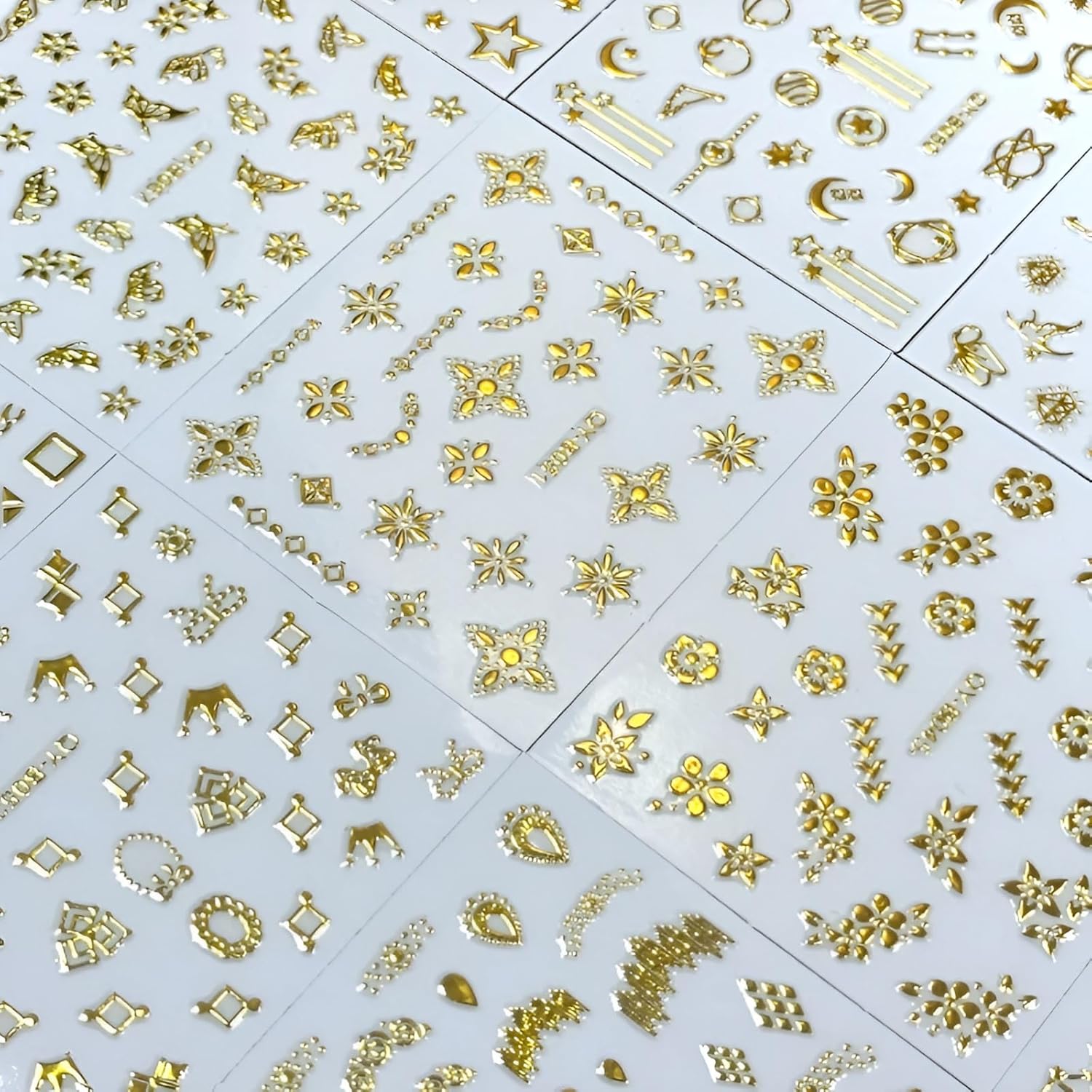 30 Sheets Gold Nail Art Stickers Gold Flower Butterfly Nail Stickers Star Line Self-Adhesive Nail Decals Acrylic Nails DIY Design Nail Supplies for Women and Girls-FemmiqueWomen
