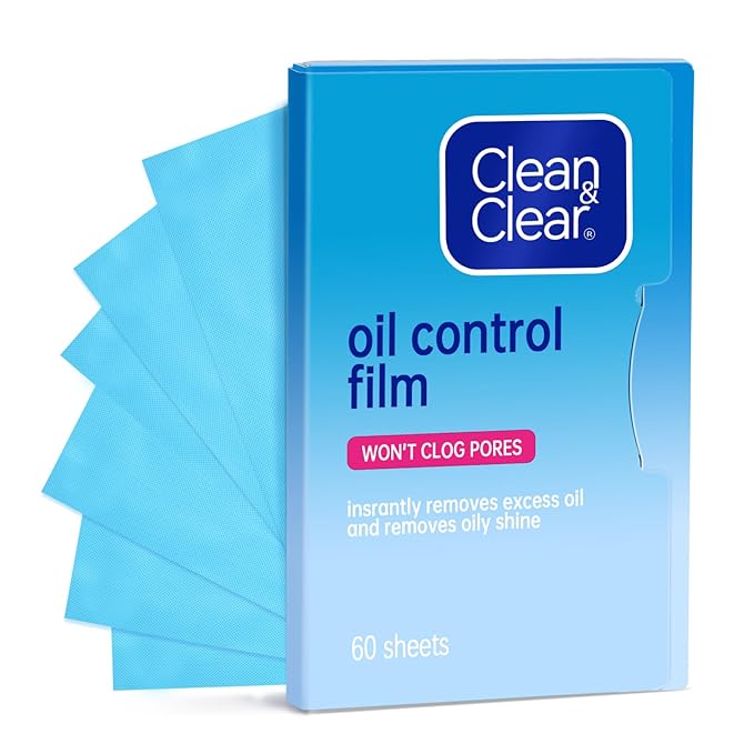 Oil Control Film, Oil Blotting Paper the Same Series with Clean & Clear Oil Absorbing Facial Sheets, 60 sheets Makeup Friendly High-performance Handy Face Blotting Paper for Oily Skin-FemmiqueWomen