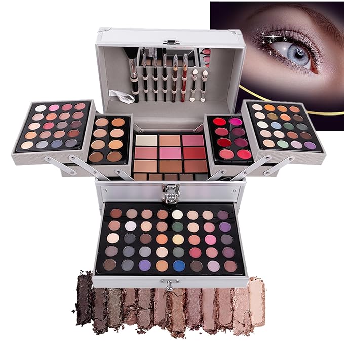 132 Colors All-in-one Makeup Palette Cosmetic Contouring Kit Gift Box Combination with Eyeshadow, Cream Concealer, Eyebrow Powder, Lip Gloss, Blush and Face Pressed Powder-FemmiqueWomen