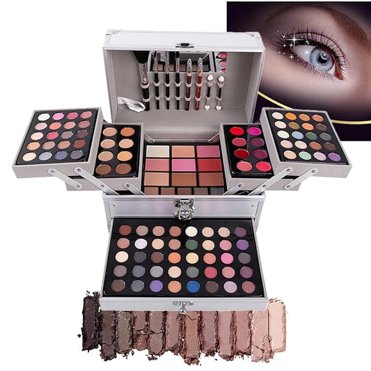 132 Colors All-in-one Makeup Palette Cosmetic Contouring Kit Gift Box Combination with Eyeshadow, Cream Concealer, Eyebrow Powder, Lip Gloss, Blush and Face Pressed Powder-FemmiqueWomen