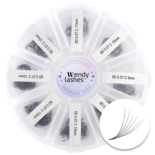 Pre-made Fans for Eyelash Extension 500+6D C Curl Handmade Loose Volume Lashes9-16mm-FemmiqueWomen