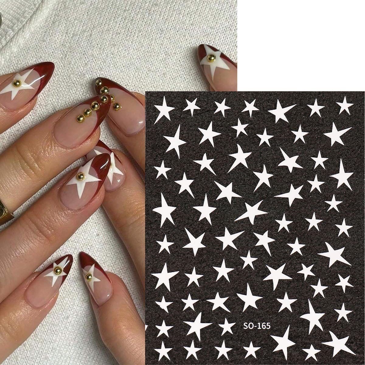 14 Sheets Star Nail Stickers 3D Glitter Nail Decals Gold White Blue Pink Silver Black Stars Nail Art Stickers Geometry Star Nail Sticker Nail Art for Women DIY Manicure Decorations-FemmiqueWomen