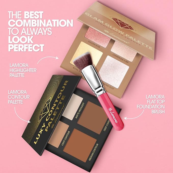 LAMORA Foundation Brush for Liquid Makeup - Kabuki Face Brush for Cream, Powder, Blush, and Concealer - Flat Top Blending, Buffing, Stippling Brush-FemmiqueWomen