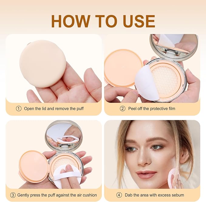 Face Oil Blotting Cushion Instead of Oil Blotting Paper Sheets for Oily Skin, Oil Absorbing Liquid Mattifying Cushion, Moisturizing & Smoothing Pores with Natural Tea Tree, Oil control for Make Up-FemmiqueWomen
